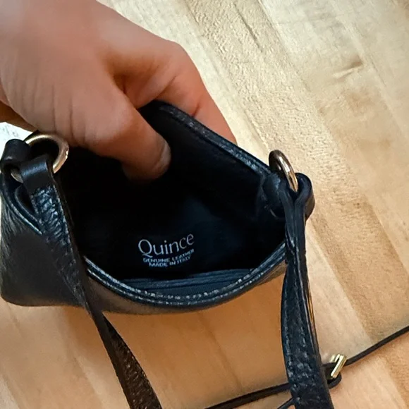 Quince Black Italian Leather Crossbody Bag - Picture 3 of 4